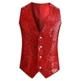 thumbnail image 3 of Bcfgryg Mens Sequins Vest Formal/Leisure V-neck Shiny Bowtie Vest Prom Party Clothes Red M, 3 of 3