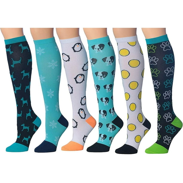 Ronnox Women's 3 Or 6Pairs Colorful Patterned Knee High Graduated