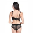 thumbnail image 4 of Women Push Up Embroidery Bras Set Lace Lingerie Bra and Panties and and High Waist Panty 3 Piece, 4 of 5