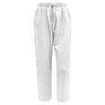 thumbnail image 3 of CFLVAEK Wide Leg Lounge Pants for Women Comfy Drawstring Pull On Trousers Pants Elastic Low Waist Beach Slacks Casual Full Length Office Pants White 2XL, 3 of 5