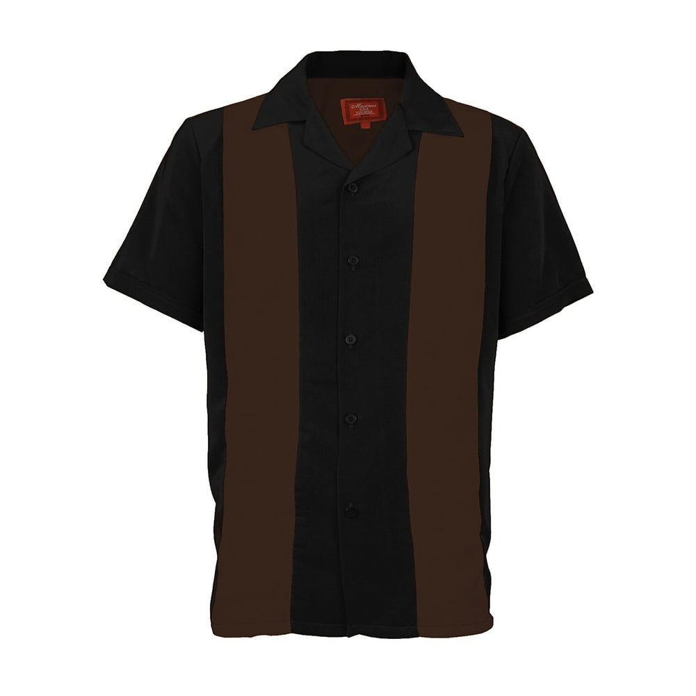 Maximos Men's Retro Classic Two Tone Bowling Shirt Red Black
