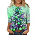 thumbnail image 2 of Holiday Gifts! Titcea Christmas Shirts for Women 3/4 Sleeve Round Neck Fashion Christmas Print Pullover Sweaters 2024 Loose Comfortable Casual Tops, 2 of 5