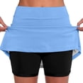 thumbnail image 3 of FASHOFT Tennis Skirt For Women Solid Color Elastic Double Layer Skort With Outer Pockets Relaxed Fit For Fitness And Casual Sports Wear Womens Athletic Skirts Light Blue, 3 of 6