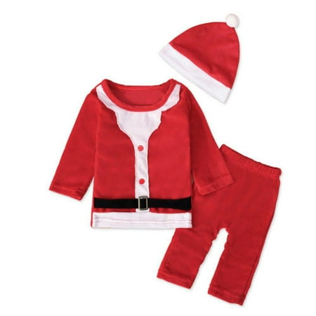 

3Pcs/Set Baby Newborn Boy Girl Christmas Costume Infant Sweatshirt+Pants+Hat Xmas Cosplay Party Outfits