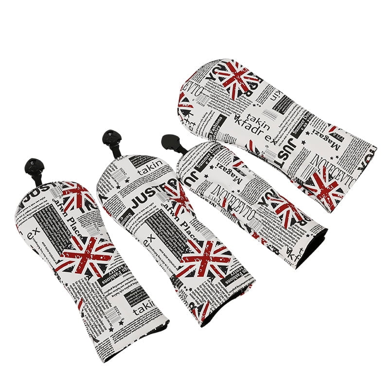 Golf Covers Driver 1 3 5 U Headcovers 4 Piece Set Union Jack Newspaper