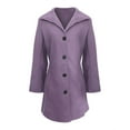 thumbnail image 4 of Baqcunre Womens Winter Coats Women's Solid Color Vintage Mid Length Button Wool Jacket Coat Womens Jacket Fall Outfits Purple 3XL, 4 of 4