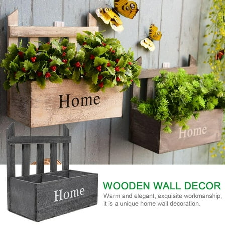 OUNONA Creative Wooden Wall Decor for Plants Grey Synthetic Planter Stand for Home Decor Use 1 Set