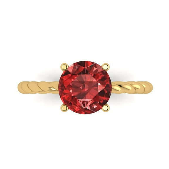 Solitaire Engagement Ring for Women - 2ct Natural Garnet in 14K Yellow Gold Promise Ring