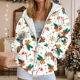 thumbnail image 2 of larppty Women Christmas Hoodies Fashion Casual Xmas Zip Up Coat Long Sleeve Jackets Outerwear with Pocket Holiday Outfits (White, S), 2 of 9