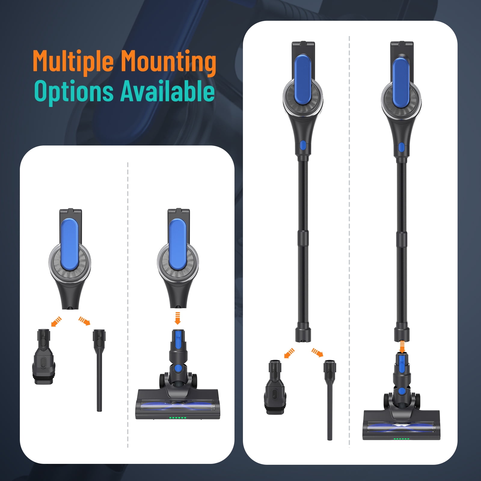 VACFORE Cordless Vacuum Cleaners, Strong Suction Vacuum Cleaner for Carpet, Hardwood Floor