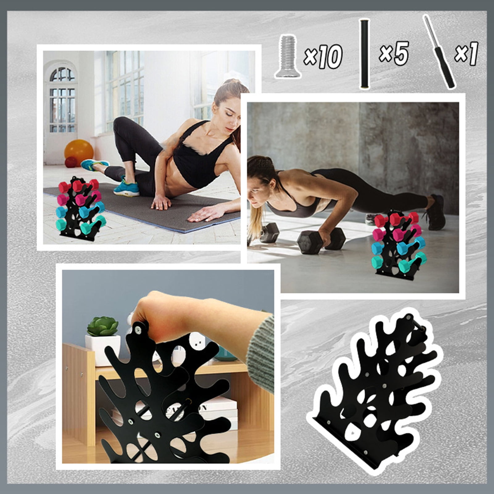 OIUR 4-Tier Dumbbell Rack Heavy Duty Weight Stand with Handle Space Saving A-Frame Metal Home Gym Workout Dumbbell Holder