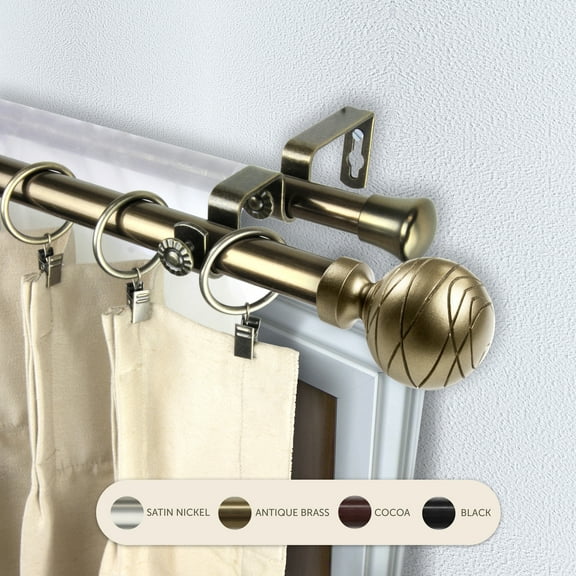 Domovina Phoebe 13/16" Double Curtain Rod-Color:Antique Brass,Size:66-120"