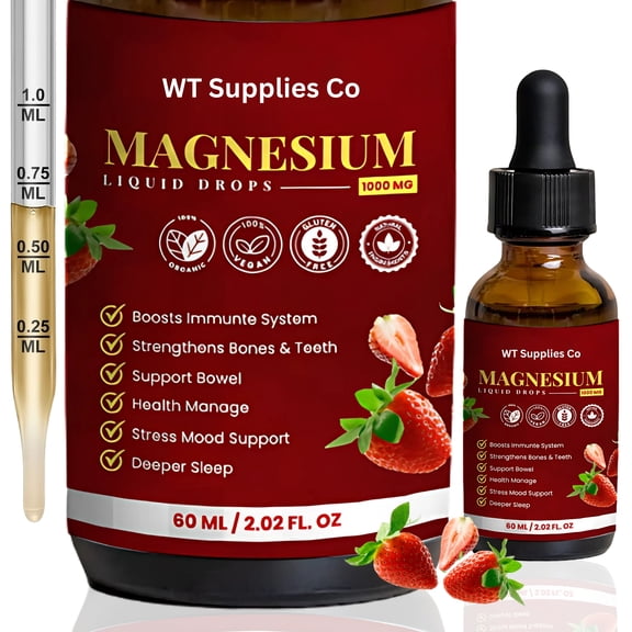 Magnesium Glycinate Liquid Drop with Taurate, Supplement with Zinc, Bromelain, Cellulose Fiber, Vitamins, Vitamin B6, Vitamin C, Vitamin D, Relax Mood, Promote Relaxation, Digestive Comfort, Boost Me