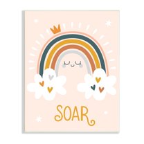 Stupell Industries Casual Soar Calligraphy Smiling Rainbow Hearts Stars Graphic Art Unframed Art Print Wall Art, Design by Ilis Aviles