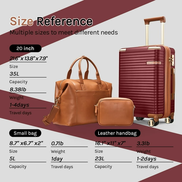 Joyway 3-Piece Carry-On Luggage Set with Swivel TSA Lock and