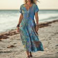 thumbnail image 2 of Hauts à Enfiler pour Femmes Vêtements Printemps Automne 2025 Chemises à Manches Longues Tendance Col Rond Ample Hauts de Festival Robe à Manches Courtes Imprimée à Col en V Jupe Longue Grande Taille pour Femmes Été, 2 of 5