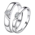 thumbnail image 1 of Anillos de Promesa Plata Fina 925 Corazon Parejas Compromiso, 1 of 5