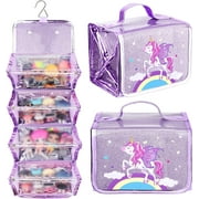 JYPS Doll Storage Organizer & Display Case Compatible with LOL Surprise Dolls All,Purple Unicorn Storage Case Organizer for Dolls,Clear View Hanging&Carrying Case Gifts for Girls (Dolls Not Includ)