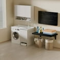 thumbnail image 3 of Wall Mounted Folding Table with Pine Wood,24" x 14" Floating Wall Desk,Laundry Folding Table with Shelf Brackets,Fold Down Desk Shelf,Folding Workbench for Home,Dining,Laundry Room,Kitchen,Black, 3 of 7