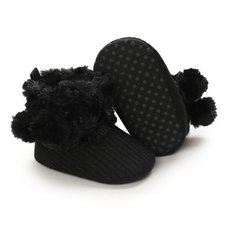 

Baby Boys Girls Snow Boots Premium Pompom Non Slip Soft Sole Toddler First Walker Winter Warm Crib Shoes