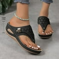 thumbnail image 6 of Willtoo Orthopedic Sandals for Women 2025 Wide Width Wedge Flip Flops, Arch Support for Beach Resort Black 8.5 Wide, 6 of 7