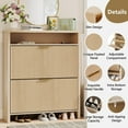 thumbnail image 6 of HoopieHome Shoe Cabinet Mid-Century Fluted Slim Entryway Organizer with 2 Flip Drawers 31.5 Inch, 6 of 7