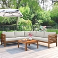 thumbnail image 3 of Harper & Bright Designs Acacia Wood Outdoor Sectional Furniture with Coffee Table, Patio Modular Sectional Sofa Set, Garden L-Shaped Conversation Set with Cushions, Beige, 3 of 14