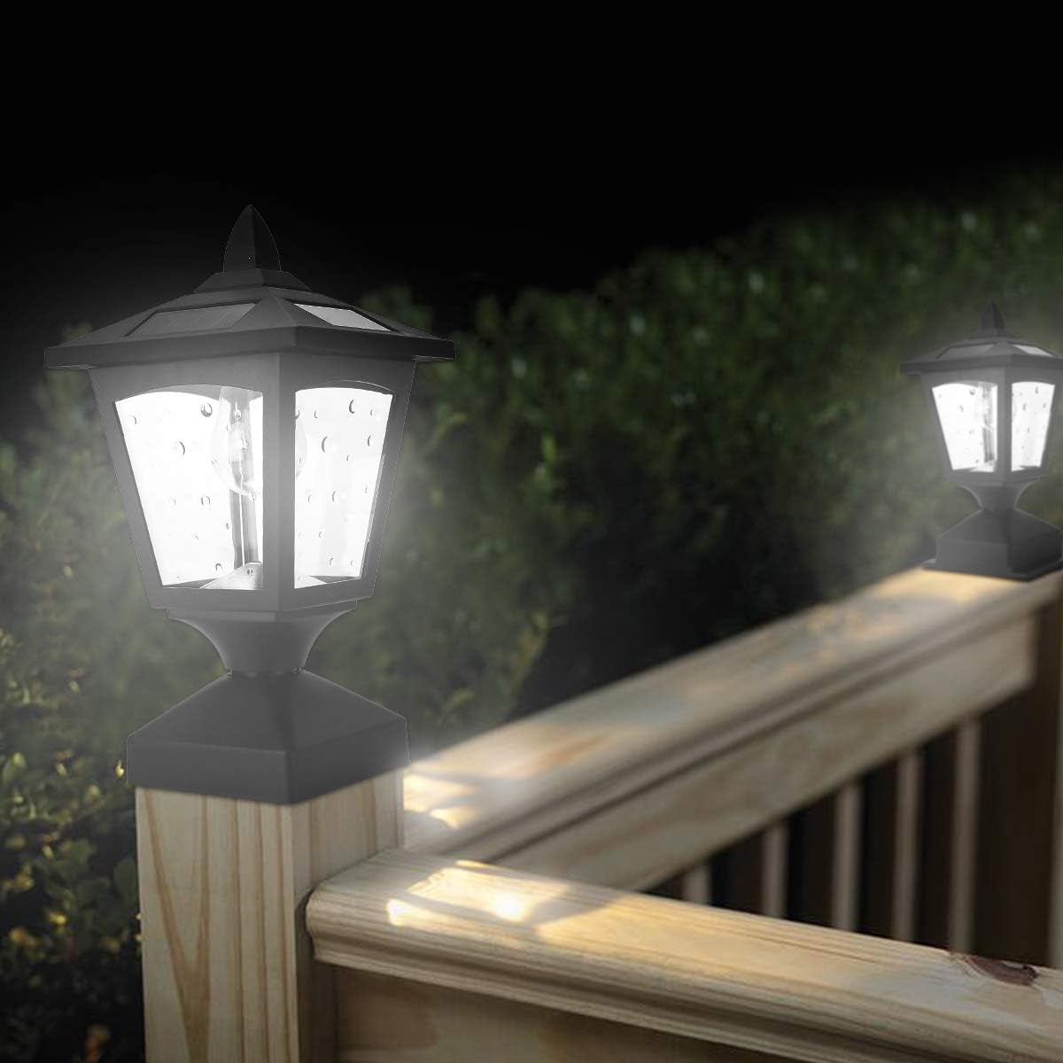 2 Pack Solar Post Cap Lights for 4x4 Wood Fence - Waterproof Outdoor LED Deck Lights, Auto On/Off Dusk to Dawn, Warm White for Patio, Garden, Pathway, Yard & Porch Decor