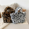 thumbnail image 4 of Bolso de hombro suave de peluche BLESIY Tote estampado de cebra, 4 of 7