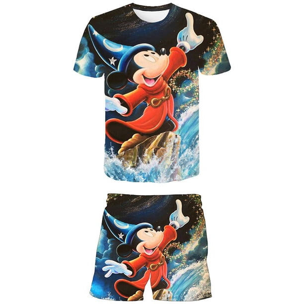 Nuevo verano bebé Mickey ropa traje niños moda niños niñas dibujos animados camiseta pantalones cortos 2 uds conjunto Casual ropa niños chándales 8T Gao Jinjia LED