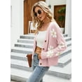 thumbnail image 3 of nine bull Cardigan Sweaters for Women,Long Sleeve Floral Open Front Sweater V Neck Outwear Cardigan (Pink S), 3 of 5