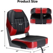 PEXMOR Low/High Back Boat Seats, Folding Boat Seats 2 Pack Thick Soft Cushion Waterproof, Fishing Captain Boat Seats w/Aluminum Hinges & Stainless Steel Screws, 2 Packs