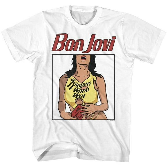 Bon Jovi Slippery When Wet White Adult T-Shirt
