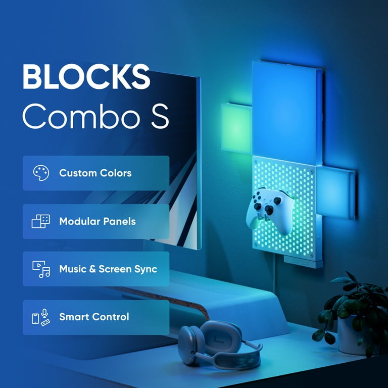 Nanoleaf Blocks Combo S Smarter Kit, Indoor RGBW Wifi Wall Light