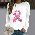 thumbnail image 5 of WREESH Women's Long Sleeve Breast Cancer Awareness Sweatshirt Casual Loose Fit Pink Ribbon Top White, 5 of 5