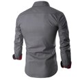 thumbnail image 3 of KeShDi Mens Dress Shirts Mens Slim and Fashionable Color Blocking Collar Long Sleeved Shirt Gray XL, 3 of 7