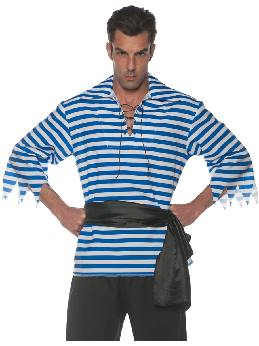 Pirate Adult Men's Costume White Long Sleeved Shirt Fancy Dress Up Underwraps 