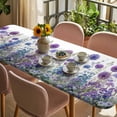 thumbnail image 3 of Watercolor Floral Table Cloths for 8 Foot Rectangle Tables, Spring Garden Onion Flowers Lavender Plants Patio Waterproof Elastic Fitted Tablecloths, Washable Rectangular Table Cover for Camping, 3 of 8