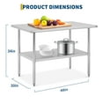 thumbnail image 5 of Yeshouse Stainless Steel Table for Prep & Work, 2-Tier Shelf 24"x48"/30"x48" NSF Commercial Metal Worktable Adjustable Height & Leveling Feet, 5 of 8