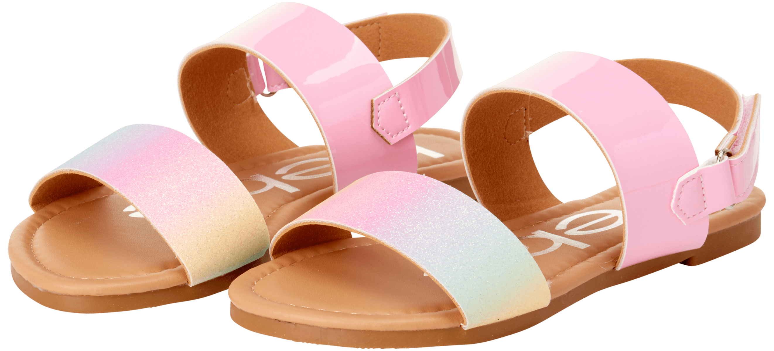 Bebe Girls’ Sandal Two Strapped Patent Leatherette Glitter Sandals