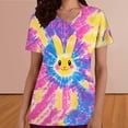 thumbnail image 4 of YOIAVAIOY Multicolor Women Print Scrubs Easter Cute Rabbit Graphic Short Sleeve Scrub Tops Spring Casual Pullover Holiday Tops S, 4 of 5