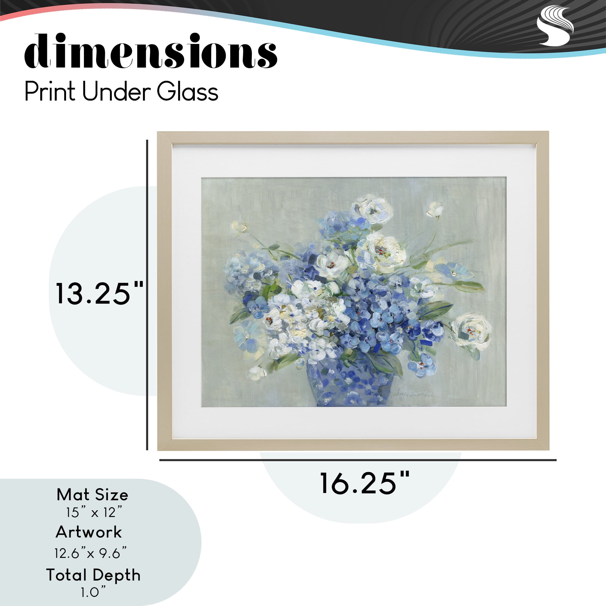 Stupell Industries Serene Blue And White Bouquet Birch Framed Print Under Glass, design by Sally Swatland