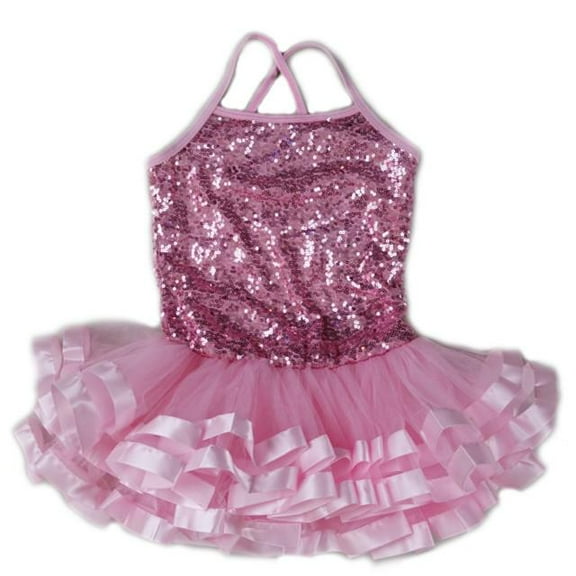 Wenchoice Pink Sequin Cross-Back Tutu Dress Girls S(1Y-2Y)