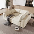 thumbnail image 3 of 133.9" Cloud Couch U-Style Modular Sofa, Beige Modern Sectional Couches for Living Room, Upholstered with Storage, USB Ports, Wireless Charging, Bluetooth Speaker, 3 of 22