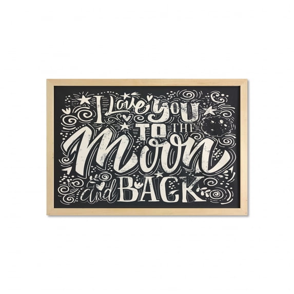 Saying Wall Art with Frame, I Love You to the Moon and Back Lettering ...