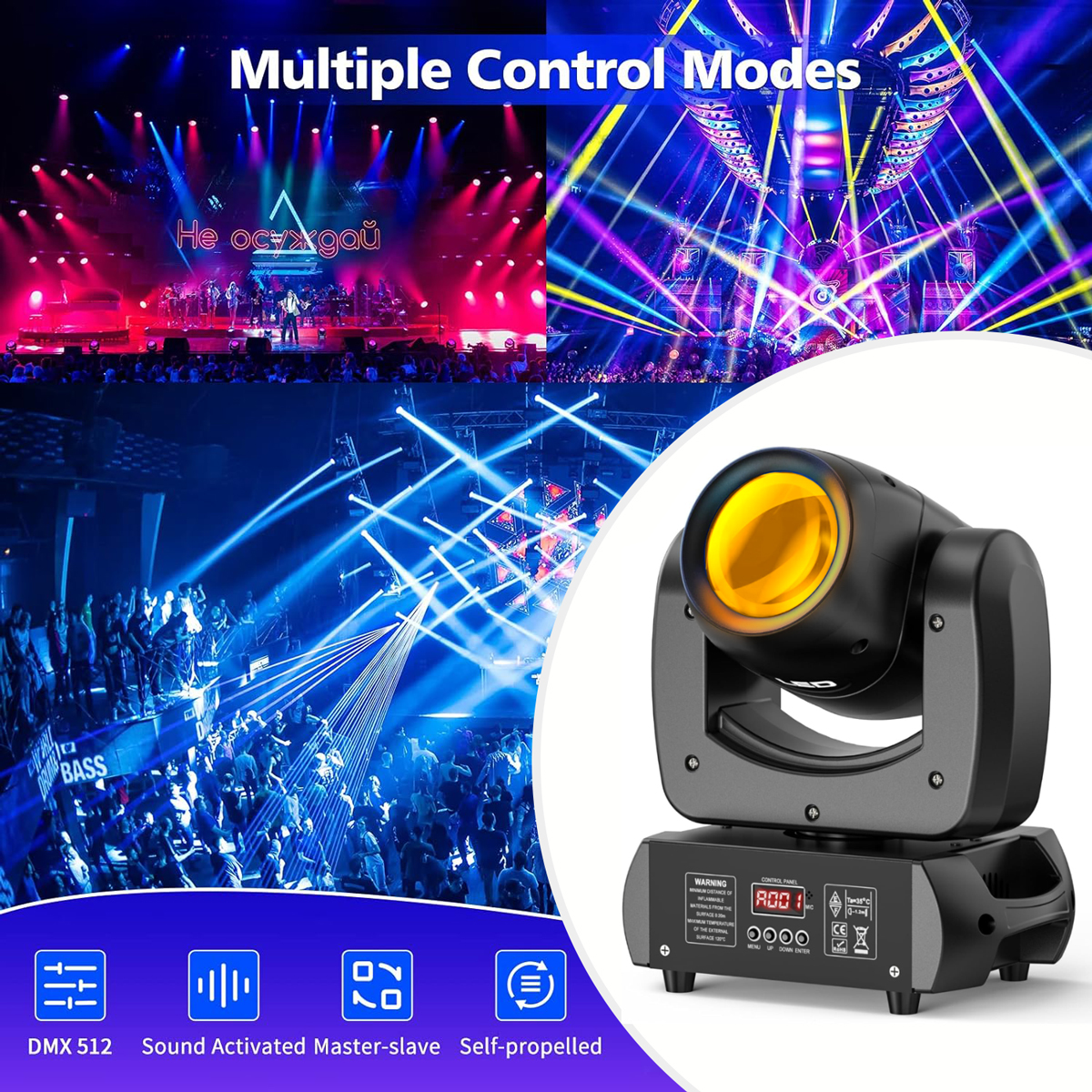 BJSUC 150W Moving Head Spotlights – 8 Colors with Remote Control for Christmas Wedding DJ Party Dance Show Club Wedding Stage Lighting