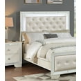 thumbnail image 6 of Glam 4pc Queen Size LED Panel Bed Set Cream Faux Leather Nightstand Dresser Master Bedroom Furniture, 6 of 9