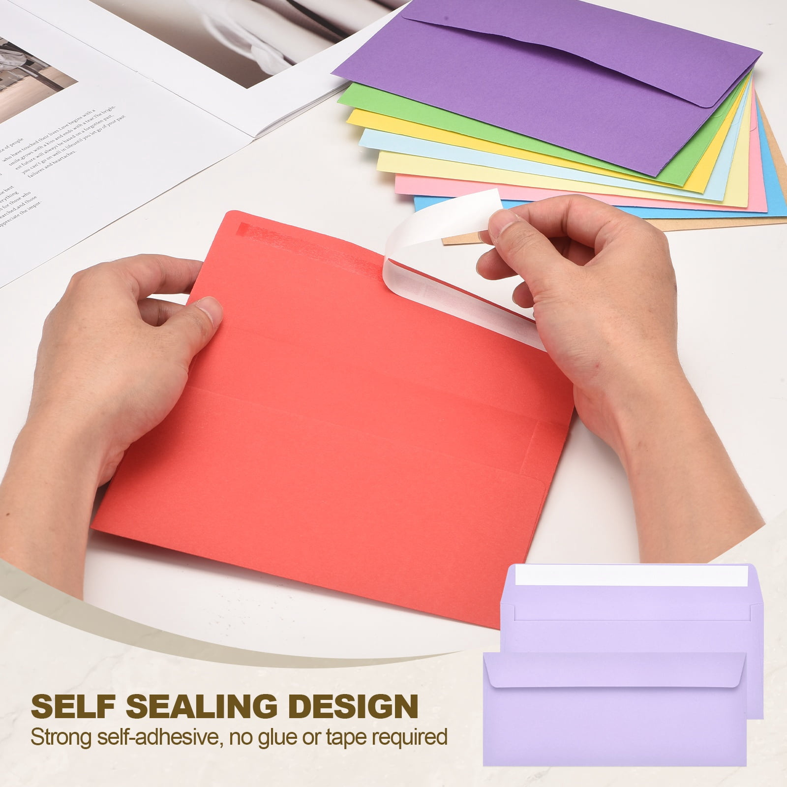 Uxcell 100 Pack Light Purple #10 Business Envelopes, Colored Self Seal Letter Size