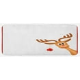 thumbnail image 1 of Christmas Kitchen Mat, Reindeer in Empty Frame with Red Border Xmas Ball Hanging from Antlers, Plush Decorative Kitchen Mat with Non Slip Backing, 47" X 19", Pale Caramel and Red, by Ambesonne, 1 of 1