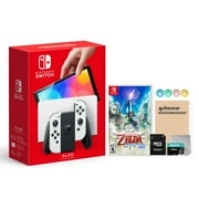 Nintendo Switch OLED Model White Joy Con 64GB Console Improved HD Screen and LAN-Port Dock with The Legend of Zelda: Skyward Sword HD and Mytrix Accessories 2021 New